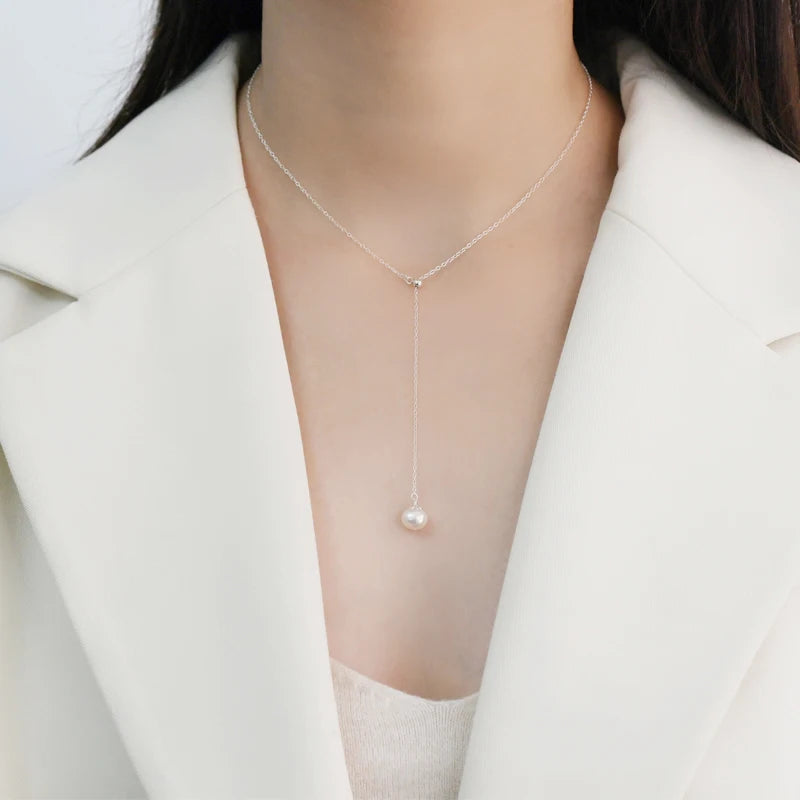 Luminous Pearl Droplet Necklace