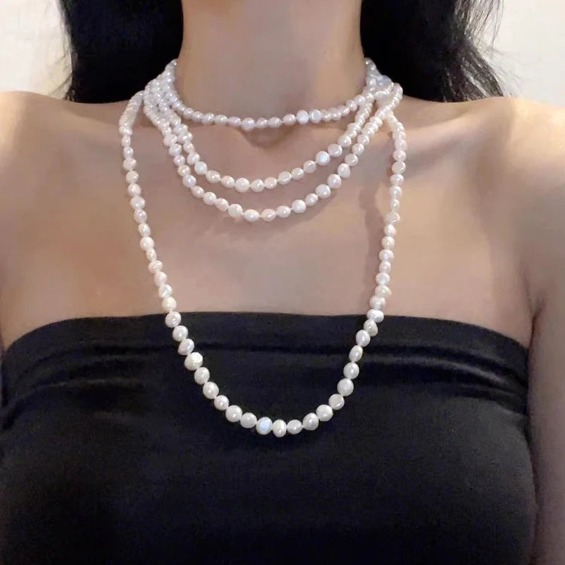 Aurora Long Natural Baroque Pearl Necklace