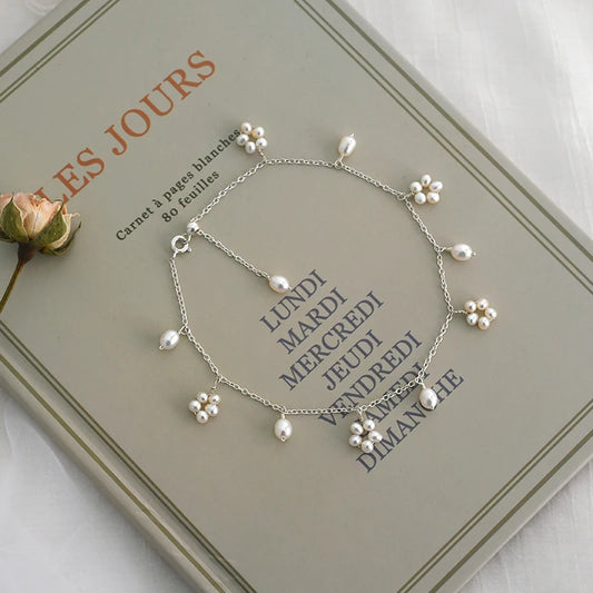 Elegant Pearl Anklet in 925 Sterling Silver